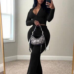 Nimsruc Crochet Sets Two Piece Women Lounge Wear Outfits